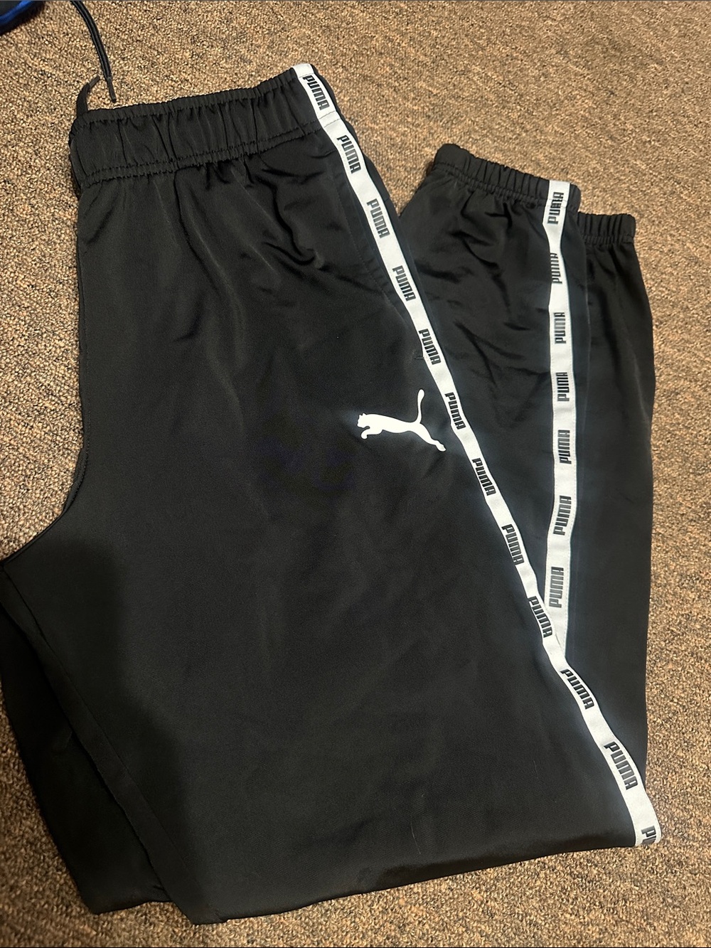 Puma Black Joggers with White Logo Tape